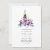 Paarse Floral Champagne Celebration of Life Foto Kaart (Voorkant)
