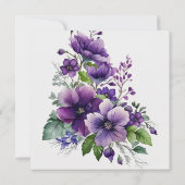 Paarse Floral Chic Modern Elegant Boho Wedding Kaart (Achterkant)