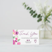 Paarse floral chic script font order bedankt u visitekaartje (Staand voorkant)