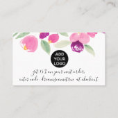 Paarse floral chic script font order bedankt u visitekaartje (Achterkant)