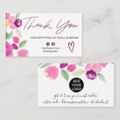 Paarse floral chic script font order bedankt u visitekaartje (Voorkant / Achterkant)