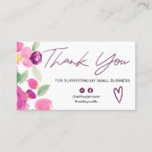 Paarse floral chic script font order bedankt u visitekaartje (Voorkant)