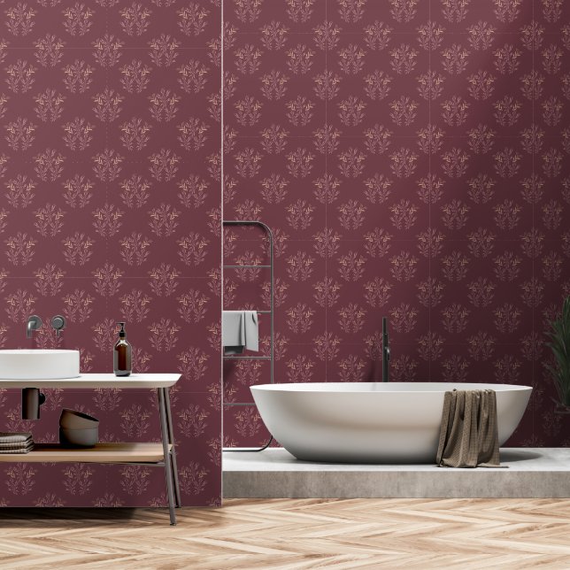 Paarse Floral Classic  Elegant Behang (Badkamer)
