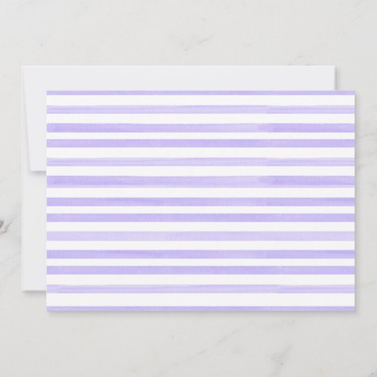 Paarse Floral Crest Foto Baptisme Uitnodiging (Achterkant)