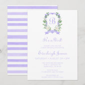 Paarse Floral Crest Het is een Girl Baby Sprinkle Kaart (Voorkant / Achterkant)