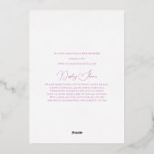 Paarse Floral Crest Paashaas Meisje Baby shower Folie Uitnodiging (Achterkant)