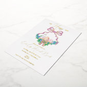 Paarse Floral Crest Paasmand Egg Hunt Brunch Folie Uitnodiging (Gedraaid)