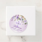 Paarse Floral Cross Christening Baptisme Hartelijk Bedankjes Labels (In situ)