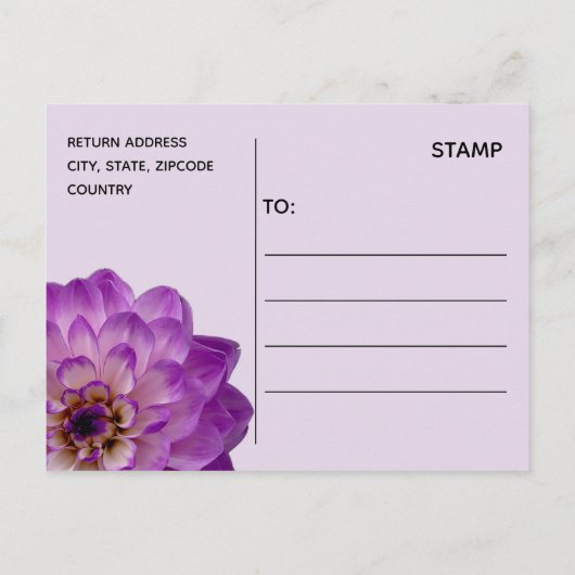 Paarse Floral Dahlia ben je mijn Bridesmaid? Uitnodiging Briefkaart (Achterkant)