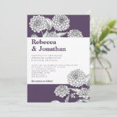  Paarse Floral Dahlia Wedding Uitnodiging (Staand voorkant)