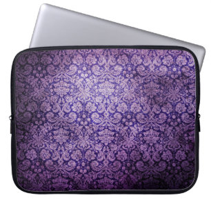 Paarse Floral Damask Laptop Sleeve