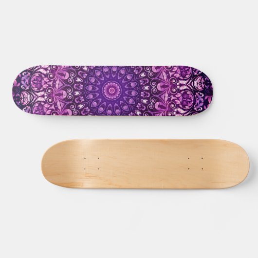 Paarse Floral Damask Pattern Persoonlijk Skateboard (Horizontaal)