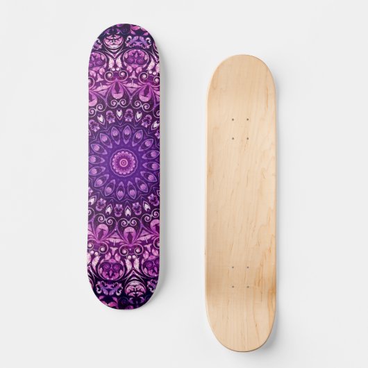 Paarse Floral Damask Pattern Persoonlijk Skateboard (Voorkant)
