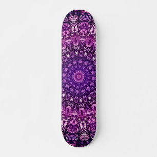 Paarse Floral Damask Pattern Persoonlijk Skateboard