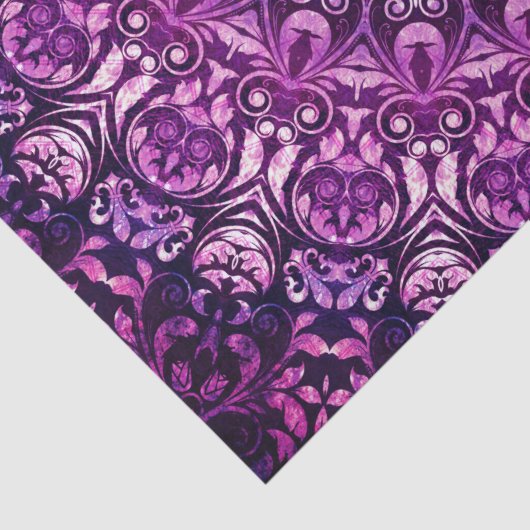 Paarse Floral Damask Pattern Tissuepapier (Detail)