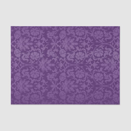 Paarse Floral Damask Tissuepapier (Voorkant)