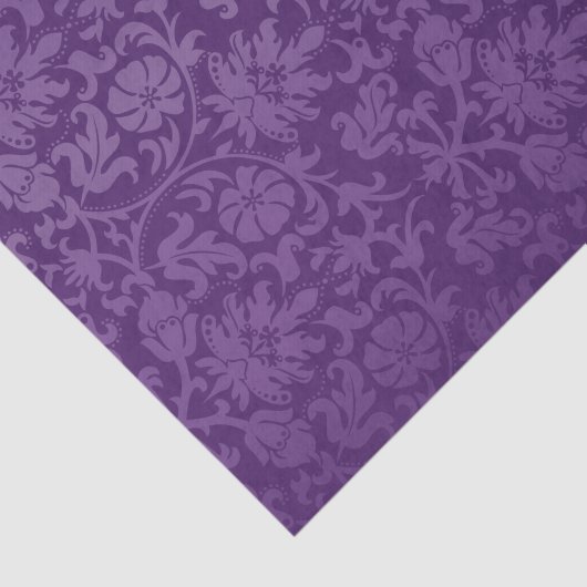 Paarse Floral Damask Tissuepapier (Detail)