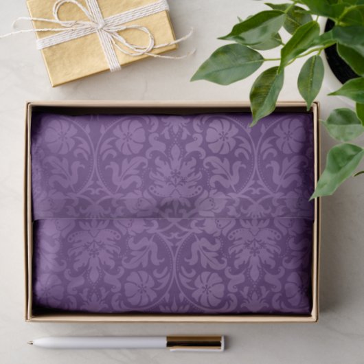 Paarse Floral Damask Tissuepapier (Geschenk)