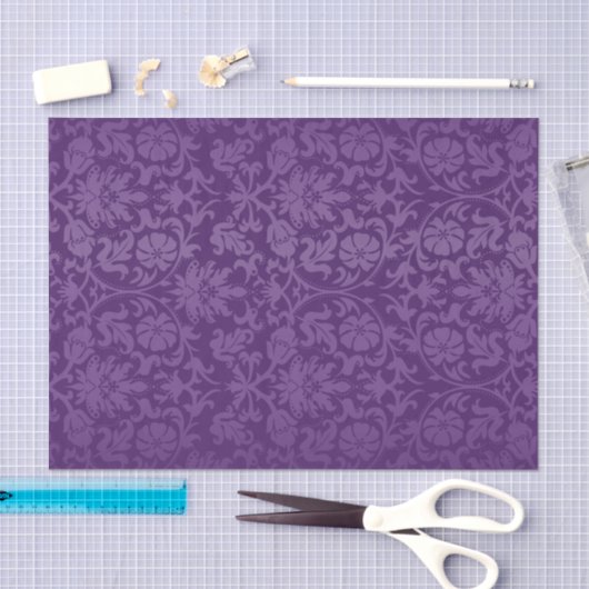 Paarse Floral Damask Tissuepapier (Craft)
