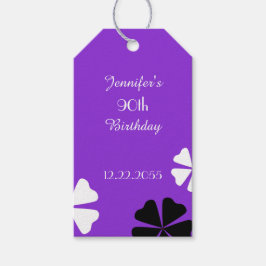 Paarse Floral Dank u, naam, 2 Sided Cadeaulabel