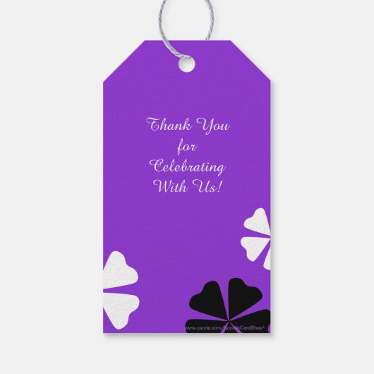 Paarse Floral Dank u, naam, 2 Sided Cadeaulabel (Achterkant)
