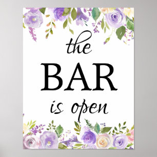 Paarse Floral De balie is open borden Poster