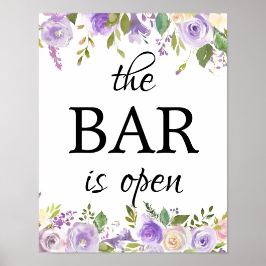 Paarse Floral De balie is open borden Poster (Voorkant)