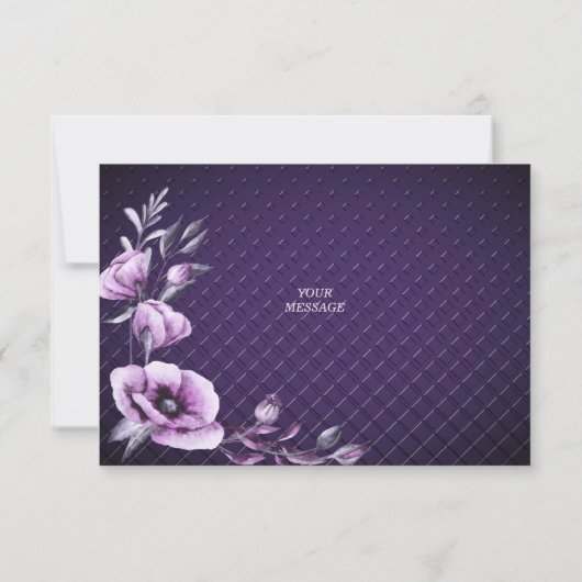 Paarse Floral Decoratief Flat Hartelijk dank Bedankkaart (Achterkant)