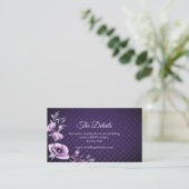 Paarse Floral Decorative Detail Enclosure Card Informatiekaartje (Staand voorkant)