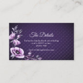 Paarse Floral Decorative Detail Enclosure Card Informatiekaartje (Voorkant)