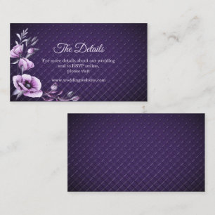 Paarse Floral Decorative Detail Enclosure Card Informatiekaartje