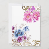 Paarse Floral Delight Wedding Invitation Kaart (Achterkant)