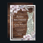 Paarse Floral Diamond Dress Rustic 80th Birthday Kaart<br><div class="desc">Paarse Floral Diamond Dress Rustic 80th Birthday Invitation Matching collectie in Niche and Nest store. Ontwerp met dank aan: https://www.etsy.com/shop/SmallHouseBigPony</div>