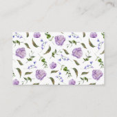 Paarse Floral Diaper Raffle Ticket Informatiekaartje (Achterkant)