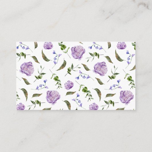 Paarse Floral Diaper Raffle Ticket Informatiekaartje (Achterkant)