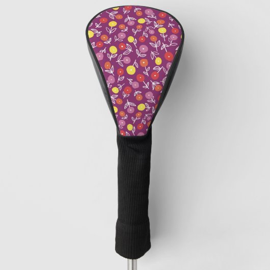 Paarse Floral Ditsy Golf Head Hoesje Golfheadcover (Voorkant)