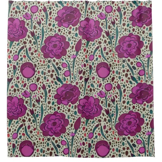 Paarse Floral Douchegordijn (Voorkant)