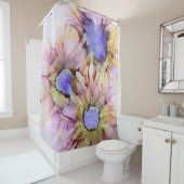 Paarse Floral Douchegordijn (In situ)
