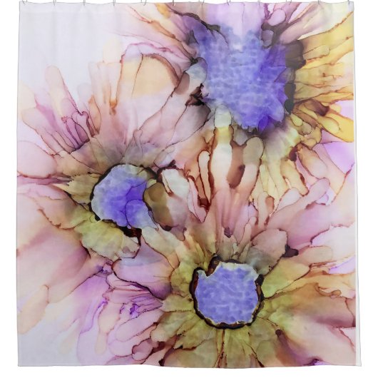 Paarse Floral Douchegordijn (Voorkant)