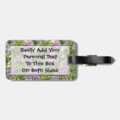 Paarse Floral Easy ID Bagagelabel (Achterkant horizontaal)