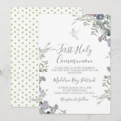 Paarse Floral eerste gemeenschap Kaart (Voorkant / Achterkant)