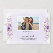 Paarse Floral Elegance Wedding Save the Date Kaart (Voorkant)