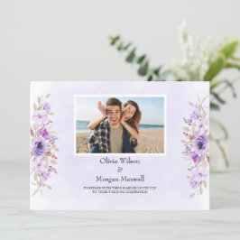 Paarse Floral Elegance Wedding Save the Date Kaart