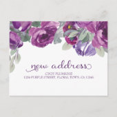Paarse Floral Elegant Aankondiging nieuw adres (Voorkant)