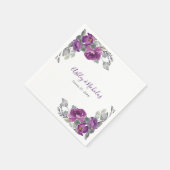 Paarse Floral Elegant Botanical Wedding Napkins Servet (Hoek)