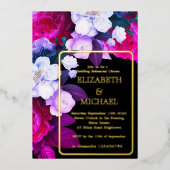 Paarse Floral Elegant Formal Wedding Rehearings Folie Uitnodiging (Voorkant)