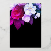 Paarse Floral Elegant Formal Wedding Rehearings Folie Uitnodiging (Achterkant)