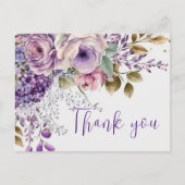 Paarse Floral Elegant Pastel Modern Boho Hartelijk Briefkaart (Voorkant)