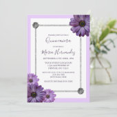 Paarse Floral Elegant Quinceanera Kaart (Staand voorkant)