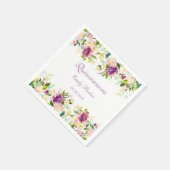 Paarse Floral Elegant Quinceanera Napkin Servetten (Hoek)